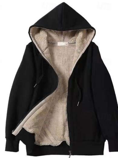 Women's Zip Up Hoodies Hoodies Plain Elegant Warm Fashion Long Sleeve Hooded Regular Tops Home Work Street Drawstring Zipper Front Pocket Black Red Blue Light Grey Dark Gray Fall Winter 2025