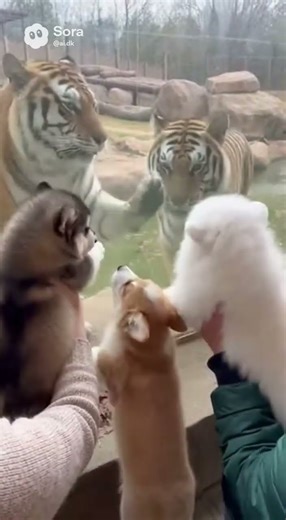 Puppies Meet a Tiger for the First Time — and the Tiger Thinks They’re Adorable 🐶🐯😍