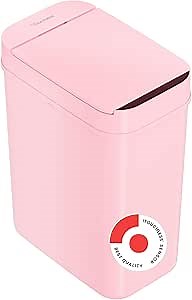 iTouchless 3 Gallon Pink Sensor Bathroom Trash Can, 10 Liter Slim Small Automatic Touchless Garbage Bin with Lid, Smart Narrow Motion Commercial Control Waste Basket for Office, Bedroom