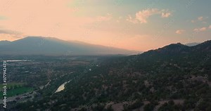 Aerail views of sunset in the Sawatch Mountain Range outside of Buena Vista, Colorado