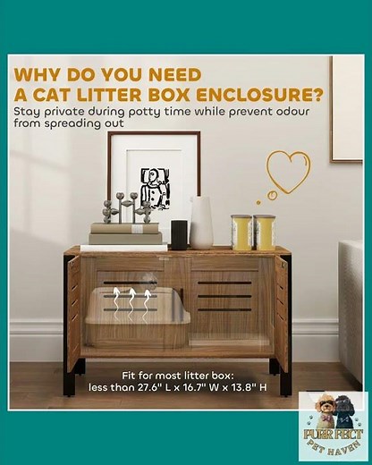 Cat Litter Box Enclosure with Scratching Board - Hidden Cabinet