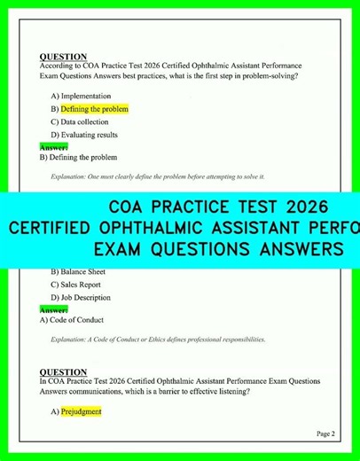 COA Practice Test 2026: Certified Ophthalmic Assistant Exam Questions & Answers