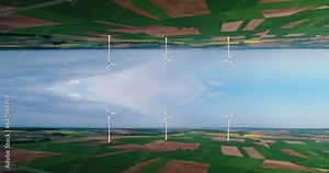 Wind generators in agricultural fields Inception footage. Wind power generators timelapse. Renewable electricity. Wind power generators. wind generator