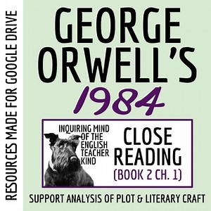 1984 Book 2 Chapter 1 Novel Analysis Worksheet | Close Reading Activity | Google