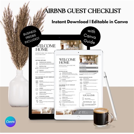 Airbnb Guest Checklist Template Editable Canva - Etsy