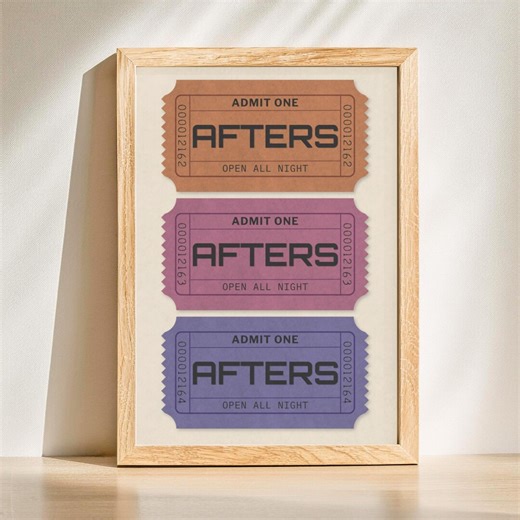 Retro Ticket Poster | Acid Sunset - Afters | Printable Rave Wall Art | Digital Download - Etsy