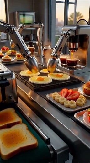 Automated Breakfast Factory – The Perfect Morning, Made by Robots #AIvideo #Shorts
