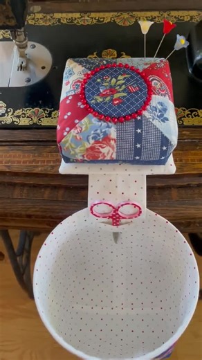 Thread Catcher With Detachable Patchwork Pincushion, Needle Minder, Minnick & Simpson Fabrics, Scissor Holder, 3 Flower Pins, Curry Bungalow - Etsy UK