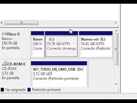 Eliminar particiones con administrador de discos en windows 7
