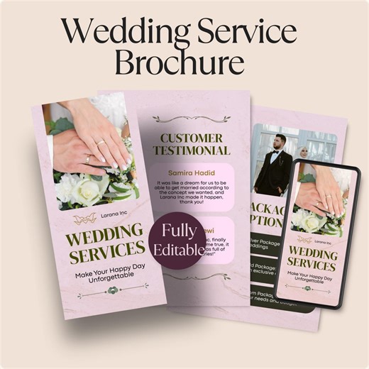 Editable Wedding Service Brochure | Canva Wedding Business Brochure | Wedding Vendor Marketing Template | Instant Download - Etsy