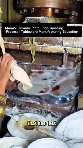 Manual Ceramic Plate Edge Grinding Process | Tableware Manufacturing Education.