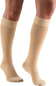 Truform 20-30 mmHg Compression Stockings for Men and Women, Knee High Length, Dot Top, Closed Toe, Beige, Large
