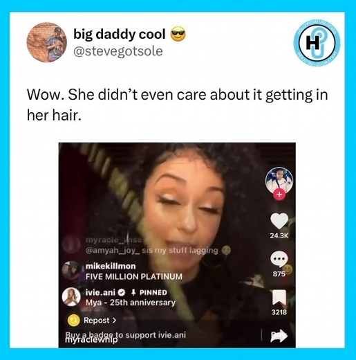 HOLLYWOOD UNLOCKED on Instagram: "#PressPlay: Not Twitter blowing up this resurfaced clip of #Mya having an accident on her Live! 🫢😩 #Socialites, how would y’all have reacted if this happened to you? 💙👇🏽👇🏽 📸 Twitter: stevegotsole"