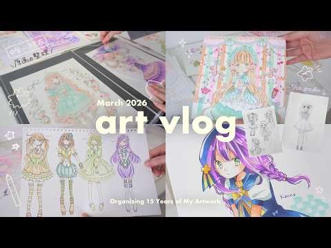 Art vlog ┊ Organizing 15 years' worth of original drawings 🧹