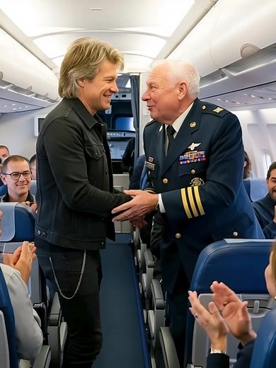 SHOCK: Jon Bon Jovi GIVES UP FIRST-CLASS SEAT, KNEELS BEFORE A VETERAN 35,000 FEET IN THE AIR – THEN DOES THE UNTHINKABLE! On flight AA245, no music, no stage—just Jon Bon Jovi quietly walking from first class down to economy, kneeling on one knee before an elderly soldier and whispering: "You are the real star of America." Then he gave up his seat, sat in the hard chair for 4 hours, and secretly covered the soldier’s entire trip—including round-trip tickets for his family. Passengers were stunn