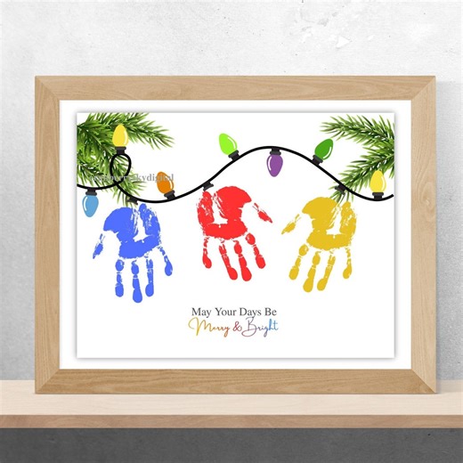 Christmas Handprint Craft, Xmas Lights Preschool Art for Kids Baby Toddler (digital) - Etsy