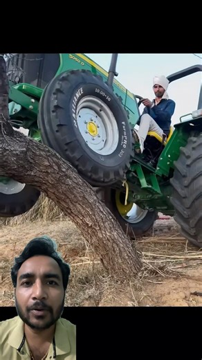 John Deere tractor in tree￼ 😱 #youtubeshorts #johndeere #tractorglobal #viralvideos #nishubhai ￼