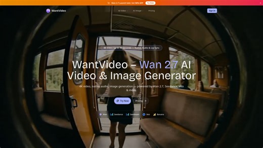 Wan 2.7 AI: 支持 4K 分辨率、30 秒时长及原生音画同步的 AI 视频生成器。