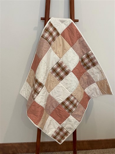 Handmade Baby Girl Quilt: Pink & Cream Cotton - Etsy