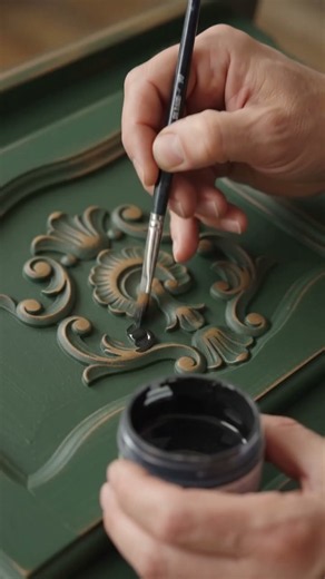 Painting an Antique Wardrobe Green & Gold ✨ Satisfying Furniture Restoration