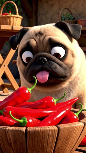 Spicy Pug Challenge 🌶️ He did NOT see that coming! 😂 #FunnyAnimals #DogAnimation #shorts