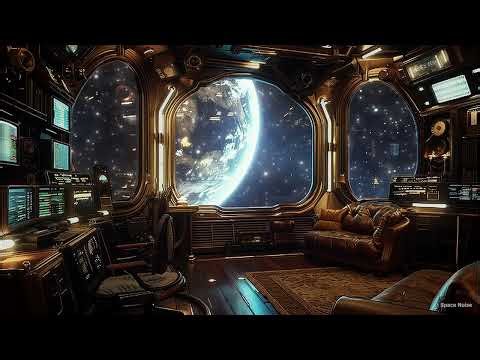Old-World Space Station Ambience | Deep Space Silence with Earth View & Warm Interior (3 Hours)