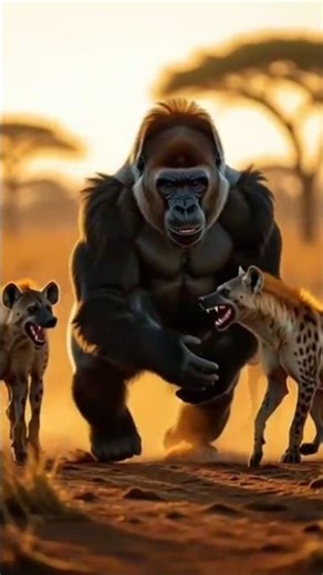 gorilla Vs hyenas #wildlife #animals #gorilla #wildliferescue #edit