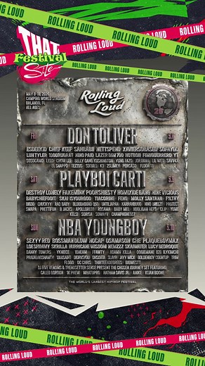 ROLLING LOUD FULL 2026 LINEUP Don Toliver, Playboi Carti and NBA Youngboy are all set to headline the upcoming 2026 edition of Rolling Loud USA. Debuting in Orlando for the first time, this will be the only Rolling Loud to take place in the US this year. The lineup also features Destroy Lonely, EsDeeKid, Sexyy Red, Nettspend, Chief Kief and more.
