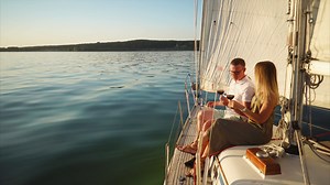 Couple Enjoys Romantic Evening Sailing On Stock Footage SBV-317679658 - Storyblocks