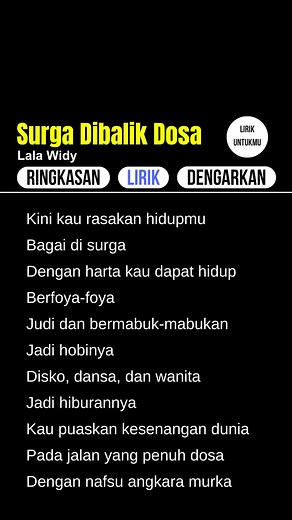 Lirik Lagu Surga Dibalik Dosa dari Lala Widy