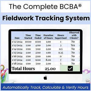 BCBA® Fieldwork Tracker System - Supervision Hours Log - ONE Supervisor