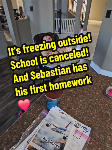 Sebastian's first ever homework from school getting cancelled from -25 degree weather! #homework #noschool #sebastian