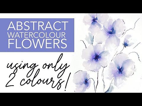 Simple Abstract Watercolour Flowers Using Only Two Colours