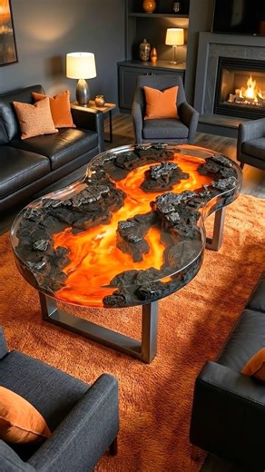 Satisfying Epoxy Resin LAVA Table Build 🌋