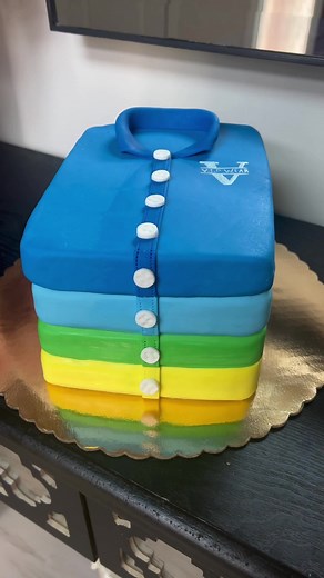 Who said cake can't be fashionable? Check out this stack of shirts cake I crafted - my first time ever attempting it! But don't worry, my 11 years of experience in caking came in handy! #cake #cakes #fondant #shirtcake #cakestack #firsttimeforeverything #alzheimers