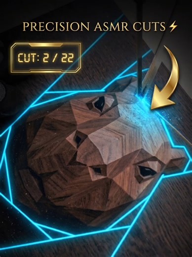 PRECISION ASMR CUTS ⚡ | 22 exact cuts to make a low-poly Capybara. 🪵 Aesthetic: Wenge Wood Illusion (Deep black with coarse, alternating dark and light stripes). building a 3D optical illusion block by block. Could you count all the cuts without looking at the counter? What color neon line should I use for the next 3D illusion? 👇 Hit the follow button for daily satisfaction! 👇 ​#oddlysatisfying #ASMR #BandsawASMR #SatisfyingWood #LowPolyCapybara