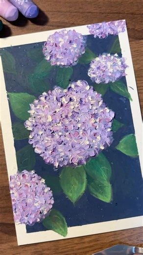 【立体イラスト】紫陽花💠🌿描いてみた#イラストメイキング #オイルパステル #oilpastel