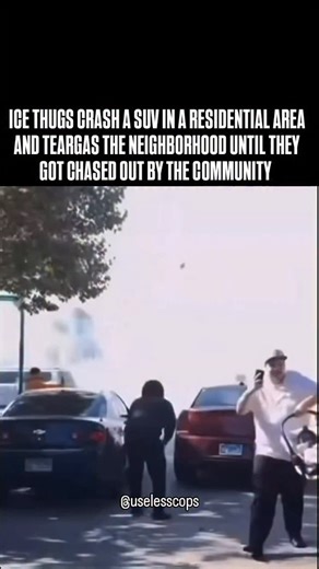 46K views · 3.1K reactions | ICE thugs brought v!olence to the streets again. They crashed into a neighborhood SUV near 105th & Ave N, then tear-gassed residents for demanding answers. People showed up fast, stood together, and refused to back down. Stay alert, protect your neighbors, record everything, and never face them alone. | Useless Cops | Facebook