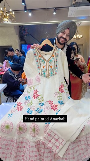 Label Amrita on Instagram: "Off White Jaquard Kora Cotton Embroidered & Hand painted Anarkali Suit with Beautiful Duppata AN0173 Follow @label_amrita for more design You can Purchase these trending designs on our Website WWW.LABELAMRITA.COM (link in Bio & Stories) Note- We Don’t take orders on Calls ,Whatsapp Or DM Shipping worldwide 🌍 Shipping free 🇮🇳 No COD"