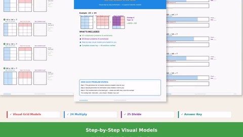 Visual Fraction Multiplication Division Worksheets (PDF Download)