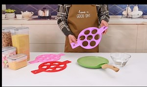 Silicone pancake mold heart shaped five star and circular, three color, three piece set