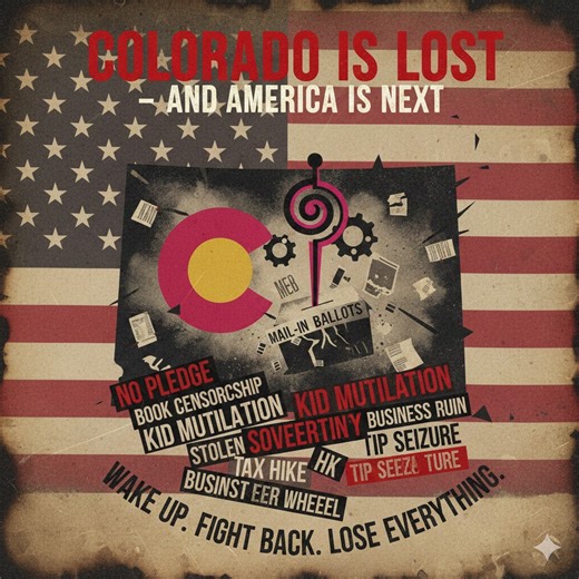 Joe Oltmann on Instagram: "Colorado is fundamentally GONE. Pride flags in every school, no Pledge of Allegiance, books promoting pedophilia to kindergarteners, mutilating kids, celebrating late-term abortion—even after birth. Machines + mail ballots stole our sovereignty state by state. They strangle businesses, jack up taxes, seize tips, and keep us on the hamster wheel while they feast. Democrat or Republican, it doesn't matter—this abomination is nationwide. Wake up. Fight back. Or lose every