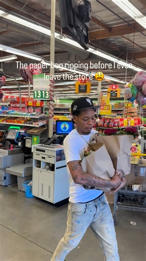 Young Sam on Instagram: "Bro I ain’t even make it out the store & the bag ripping already 😩🤣 #California #PaperBag #NoPlasticBags"