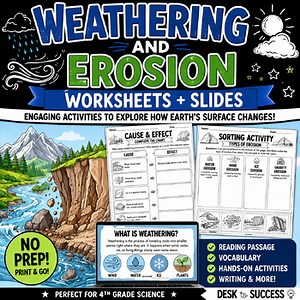 Weathering and Erosion Worksheets   Slides | 4th Grade Science Activities