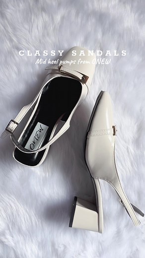 White Classy Mid Heel Pumps from ONEW