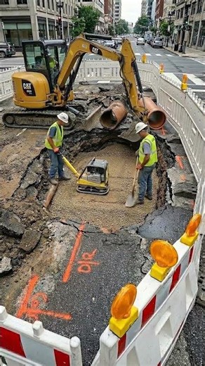 Blocked Drainage Collapse Culvert Reconstruction | Full Construction Process #gardening #automobile