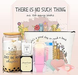 Birthday Gift for women, Book Lovers Gifts for Readers Lovers, Bookish Gifts with Book Light, Bookmark, Thank You Gift for Women, Friend, Family, Cowork, Teacher, Student, Librarians