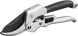 Pruning Shears with Carbon SK-5 Steel Blade - Teflon Coated - Anti Slip Rubber Handles- Anvil Tree Trimmers Secateurs, Roses & Hedges Garden Scissors