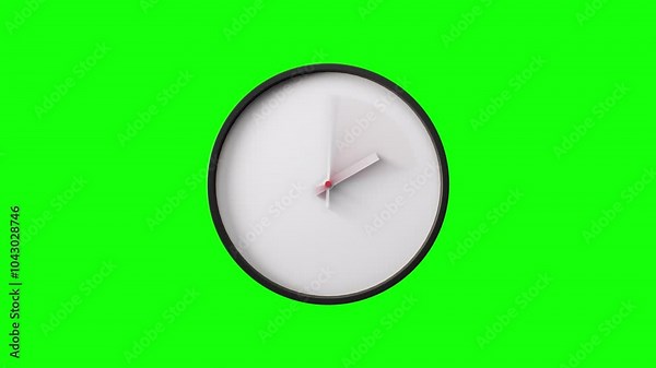 Clock Timelapse Greenscreen Alpha Loop. Fast movement of clock hands motion blur. Black and White Analog Wall Clock Isolated. Time Passing Fast. No digits Classic Clock Time-lapse