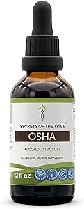 Secrets of the Tribe - OSHA Alcohol Tincture (Liquid Drops) 660 mg Wildcrafted OSHA (Ligusticum porteri) Dried Root (2 Fl Oz)